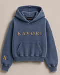 Women Vintage Wash Blue Hoodie