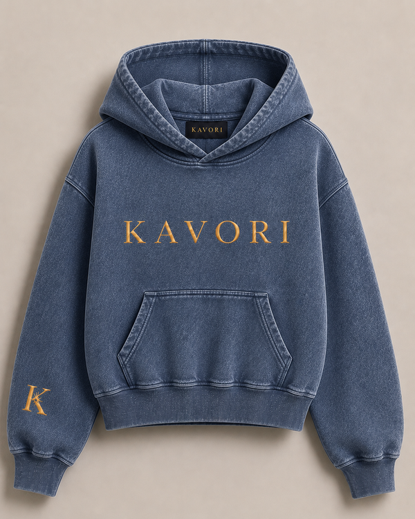 Women Vintage Wash Blue Hoodie