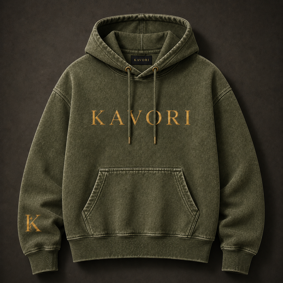 Men Vintage Olive Green Hoodie