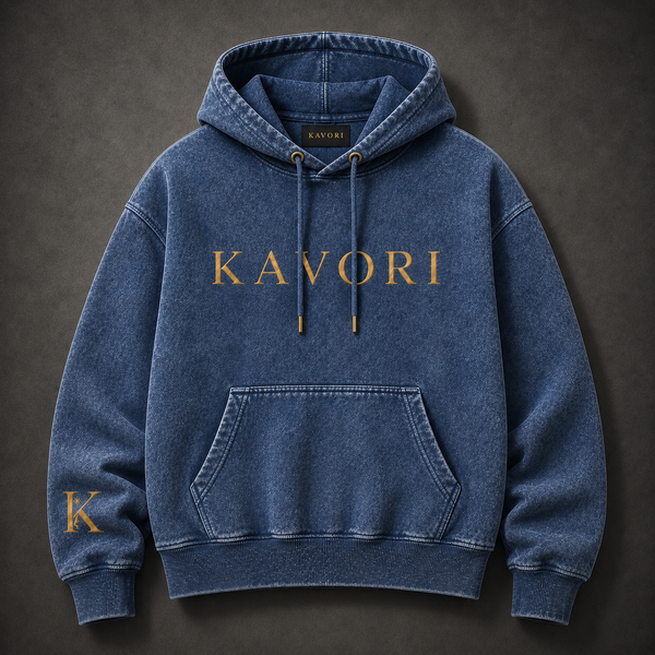 Men Vintage Wash Blue Hoodie
